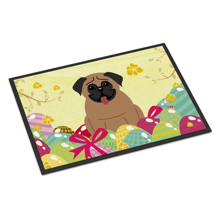 Carolines Treasures 18 x 27 in. Easter Eggs Pug Brown Indoor or Outdoor Mat BB6005MAT